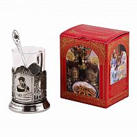 Набор для чая "Настоящая женщина! " (3 пр.) карт.коробка,стекл.стакан, гравировка в 4-х местах, ложка-нерж. грав. ПД-344/1КС