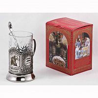 Набор д/чая "Водолей" (3 пр.)карт.коробка, хруст.стакан,гравировка в 4-х местах,ложка-нерж.грав.