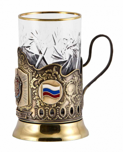 Подстаканник "ФСБ" (стакан-хрусталь,деревянный футляр) фото 3