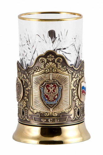 Подстаканник "ФСБ" (стакан-хрусталь,картонный футляр) фото 2 Подстаканник "ФСБ" (стакан-хрусталь,картонный футляр) фото 2