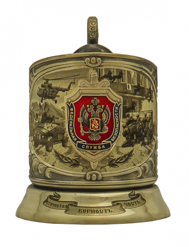 Подстаканник "ФСБ" карт.футляр, хруст.стакан( знак+лазерная гравировка) фото 2 Подстаканник "ФСБ" карт.футляр, хруст.стакан( знак+лазерная гравировка) фото 2