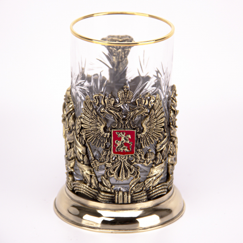 Подстаканник "Державный" (стакан-хрусталь с золотым ободком, картонный футляр) фото 5
