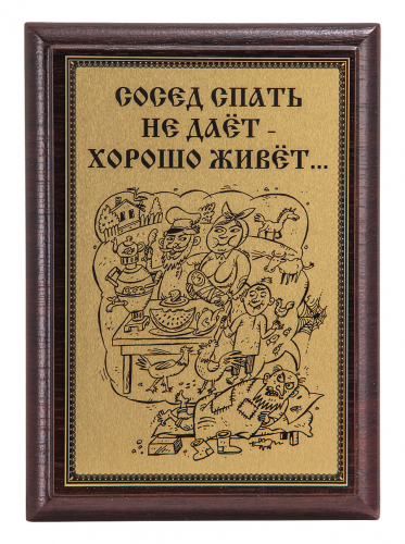 Плакетка "Сосед спать не дает..." 12х17 см