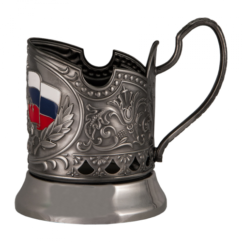 Подстаканник "Россия" карт.коробка,хруст.стакан,штамп, цветные эмали фото 5