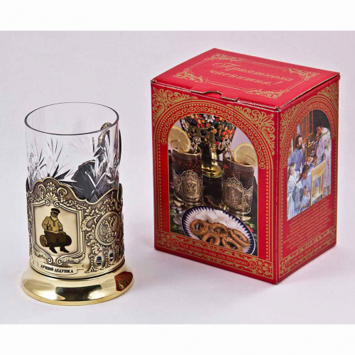 Подстаканник "Лучший дедушка"карт.коробка, хруст.стакан,латунь,гравировка Подстаканник "Лучший дедушка"карт.коробка, хруст.стакан,латунь,гравировка