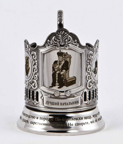 Набор для чая "Лучший начальник!" (3 пр.) дерев.футляр, хруст.стакан,гравир. в 4-х местах,ложка-нерж.грав. фото 4
