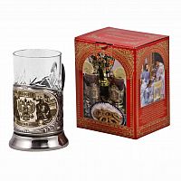 Подстаканник   "Россия" карт.коробка, хруст.стакан, гравировка