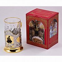 Подстаканник "Лучший дедушка" в/з карт.коробка, хруст. стакан,гравировка в 4-х местах