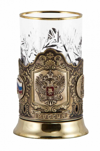 Набор для чая "Герб России" (3 пр.) (стакан-хрусталь,деревянный футляр,ложка-нерж.сталь, гравир.) фото 2 Набор для чая "Герб России" (3 пр.) (стакан-хрусталь,деревянный футляр,ложка-нерж.сталь, гравир.) фото 2