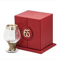 Бокал "65 лет" для бренди Богемия, Н=170 мм.,V=400 мл.,отделка "Сеточка" (в кожаном футляре)