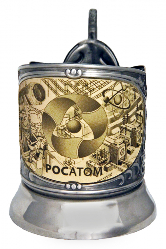 Подстаканник "Атомная энергия" карт.футляр, хруст. стакан, латунь никелированная, гравировка фото 5 Подстаканник "Атомная энергия" карт.футляр, хруст. стакан, латунь никелированная, гравировка фото 5