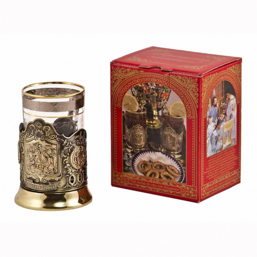 Подстаканник "Тройка" (стакан - стекло, картонная коробка) ПДЛ-415КС Подстаканник "Тройка" (стакан - стекло, картонная коробка) ПДЛ-415КС