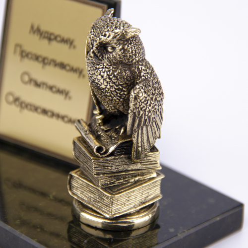Фигурка на камне "Сова на книгах" БФКМ-63/СЗ-сова на книгах фото 3