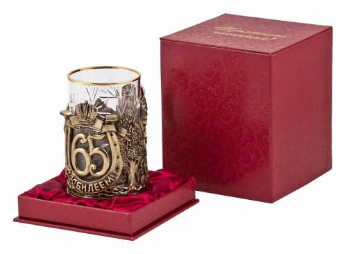 Подстаканник "С юбилеем-65 лет" (стакан-хрусталь с золотым ободком, картонный футляр) фото 4 Подстаканник "С юбилеем-65 лет" (стакан-хрусталь с золотым ободком, картонный футляр) фото 4