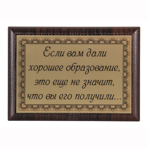 Плакетка "Если вам дали хорошее образование..." 12х17 см