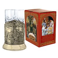 Подстаканник  "Москва" карт.коробка, хруст.стакан, латунь, штамп