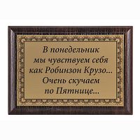 Плакетка "В понедельник мы чувствуем себя..." 12х17 см