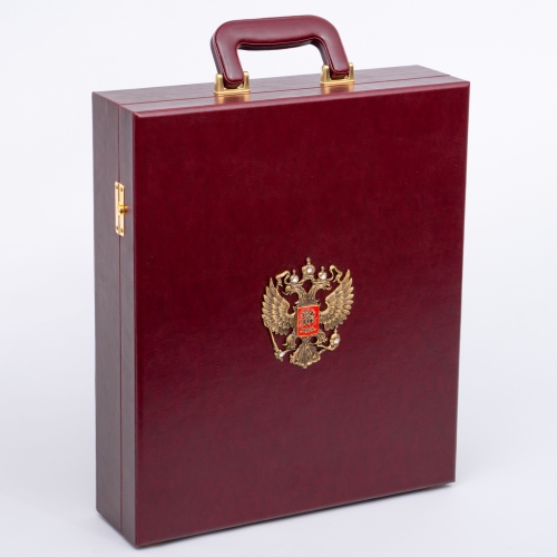 Подарочный набор "Слава Русским Воинам" в кейсе, большой (35х41х10 см.)-6 стопок, шильд "Россия", кейс большой, нож из дамасской стали. фото 10
