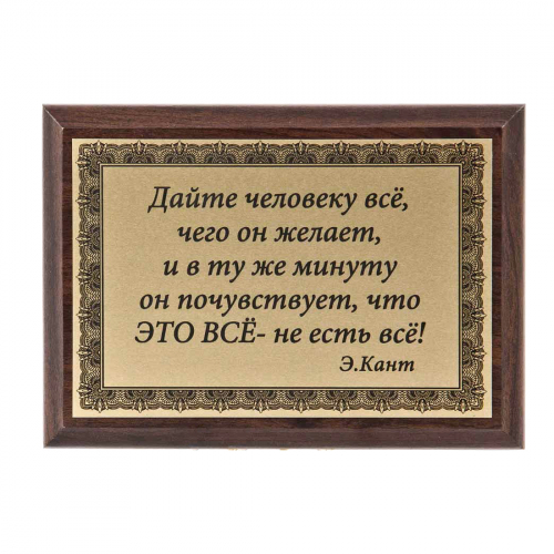 Плакетка "Дайте человеку все..." 12х17 см Плакетка "Дайте человеку все..." 12х17 см