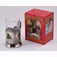 Подстаканник "Лучший охотник"карт.коробка, хруст.стакан, гравировка в 4-х местах