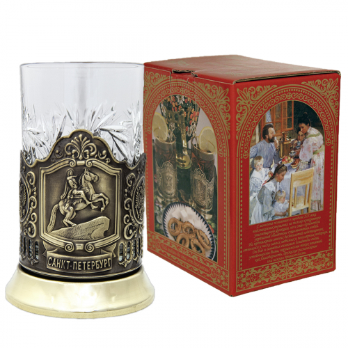 Подстаканник "Медный всадник" карт.коробка, хруст.стакан, штамп