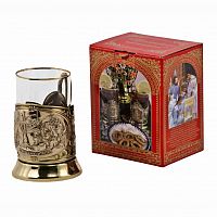 Подстаканник "Лучший учитель-мужчина" (стакан - стекло с зол.ободком, картонная коробка) ПДЛ-435КС