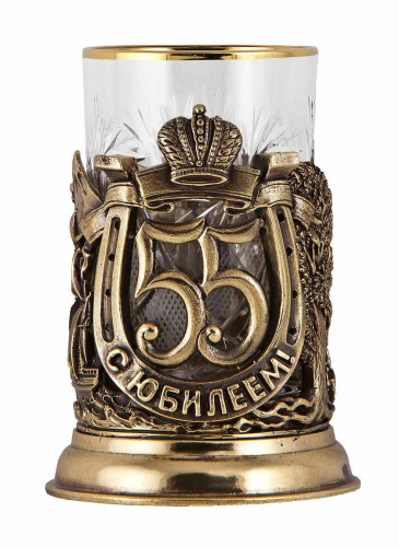 Подстаканник "С юбилеем-55 лет" (стакан-хрусталь с золотым ободком, картонный футляр) Подстаканник "С юбилеем-55 лет" (стакан-хрусталь с золотым ободком, картонный футляр)