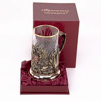 Подстаканник "Державный" (стакан-хрусталь с золотым ободком, картонный футляр)
