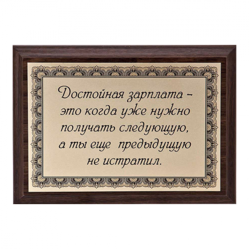 Плакетка "Достойная зарплата..." 12х17 см Плакетка "Достойная зарплата..." 12х17 см