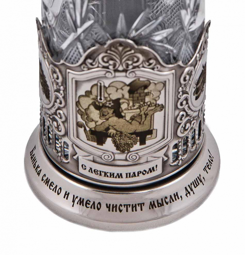 Подстаканник "С легким паром! Мужской" карт.коробка, хруст.стакан, гравировка в 4-х местах фото 2 Подстаканник "С легким паром! Мужской" карт.коробка, хруст.стакан, гравировка в 4-х местах фото 2