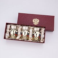 Набор из 3-х стопок "Державных" (центральный медальон- пустой, с возможностью нанесения логотипа)