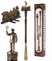 Рожок для обуви большой "Железнодорожник" с крючком "Паровоз"