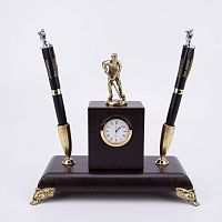 Держатель для письменных принадлежностей с часами "Хоккей" ДППЧ-23 (спецкомплектация)