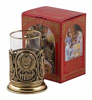 Подстаканник "СССР" (стакан-стекло с золотым ободком, картонная коробка)