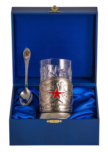 Набор для чая "Армия" (3 пр.) дерев.футляр, хруст.стакан,штамп,ложка-нерж.грав. Набор для чая "Армия" (3 пр.) дерев.футляр, хруст.стакан,штамп,ложка-нерж.грав.