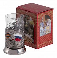 Подстаканник "Россия" карт.коробка,хруст.стакан,штамп, цветные эмали