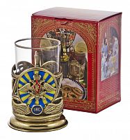 Подстаканник "ВКС" (эмаль) (стакан-стекло с золотым ободком, картонная коробка)