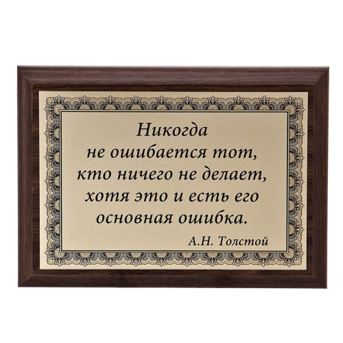 Плакетка "Никогда не ошибается..." 12х17 см Плакетка "Никогда не ошибается..." 12х17 см