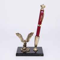 Ручка "Россия" с держателем "Классика" и фигуркой "Орел", красная