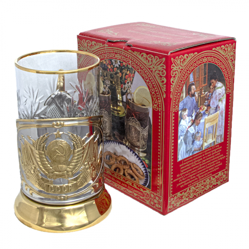 Подстаканник "СССР" в/з карт.коробка, хруст.стакан,штамп