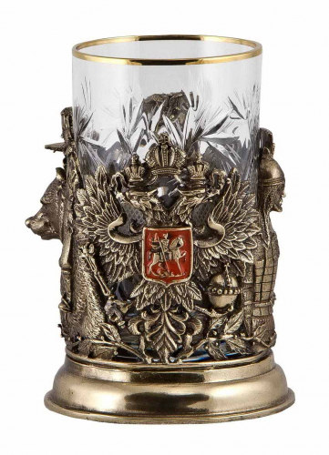 Подстаканник "Россия" (стакан-хрусталь с золотым ободком, картонный футляр) Подстаканник "Россия" (стакан-хрусталь с золотым ободком, картонный футляр)