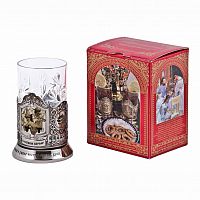 Подстаканник   "С легким паром! Мужской" карт.коробка, хруст.стакан, гравировка в 4-х местах