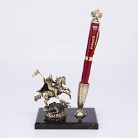 Ручка "Россия" с держателем "Классика" и фигуркой "Георгий", красная