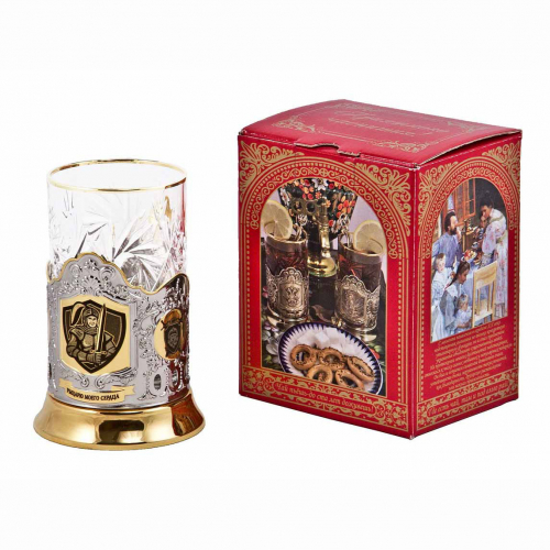Подстаканник "Рыцарю моего сердца" в/з карт.коробка, хруст. стакан,гравировка