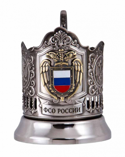 Набор для чая "ФСО" (3 пр.) карт.коробка, хруст.стакан, знак, ложка-нерж.грав. фото 2