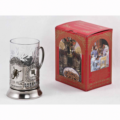 Подстаканник "Скорпион" карт.коробка, хруст.стакан, гравировка в 4-х местах