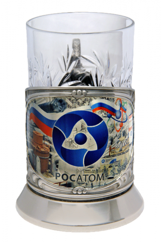 Набор для чая "Атомная энергия" (3 пр.) цветой, карт.коробка, хруст.стакан, латунь никелированная, термоперенос, ложка-нерж.,термоперенос. фото 4