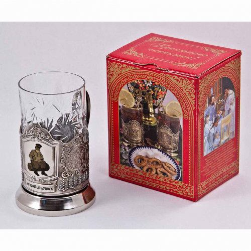 Подстаканник "Лучший дедушка"карт.коробка, хруст.стакан, гравировка Подстаканник "Лучший дедушка"карт.коробка, хруст.стакан, гравировка