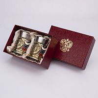 Набор из 2-х стопок "Державных" (центральный медальон- Герб РФ, штамп)