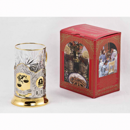 Подстаканник "Весы" в/з карт.коробка, хруст. стакан,гравировка в 4-х местах